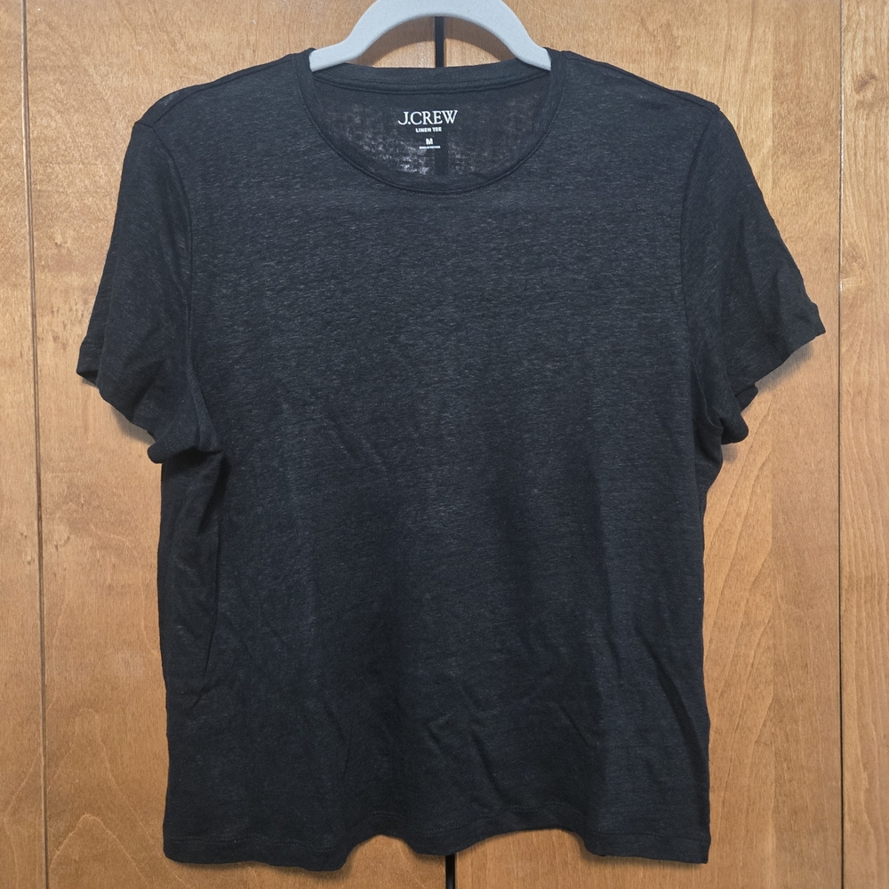 NWOT J. Crew Black Linen Tee